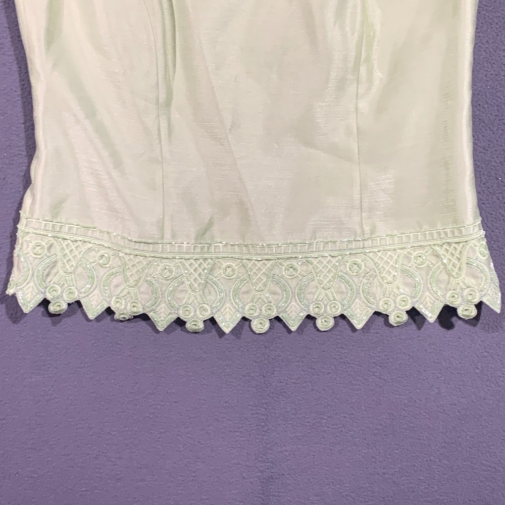 Kasper Womens 3 Piece Skirt Suit Chartreuse Green Beaded Size 10 Formal - Picture 9 of 16